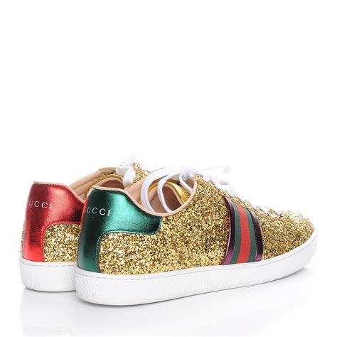 gucci sneakers glitter gold|Gucci glitter web sneakers.